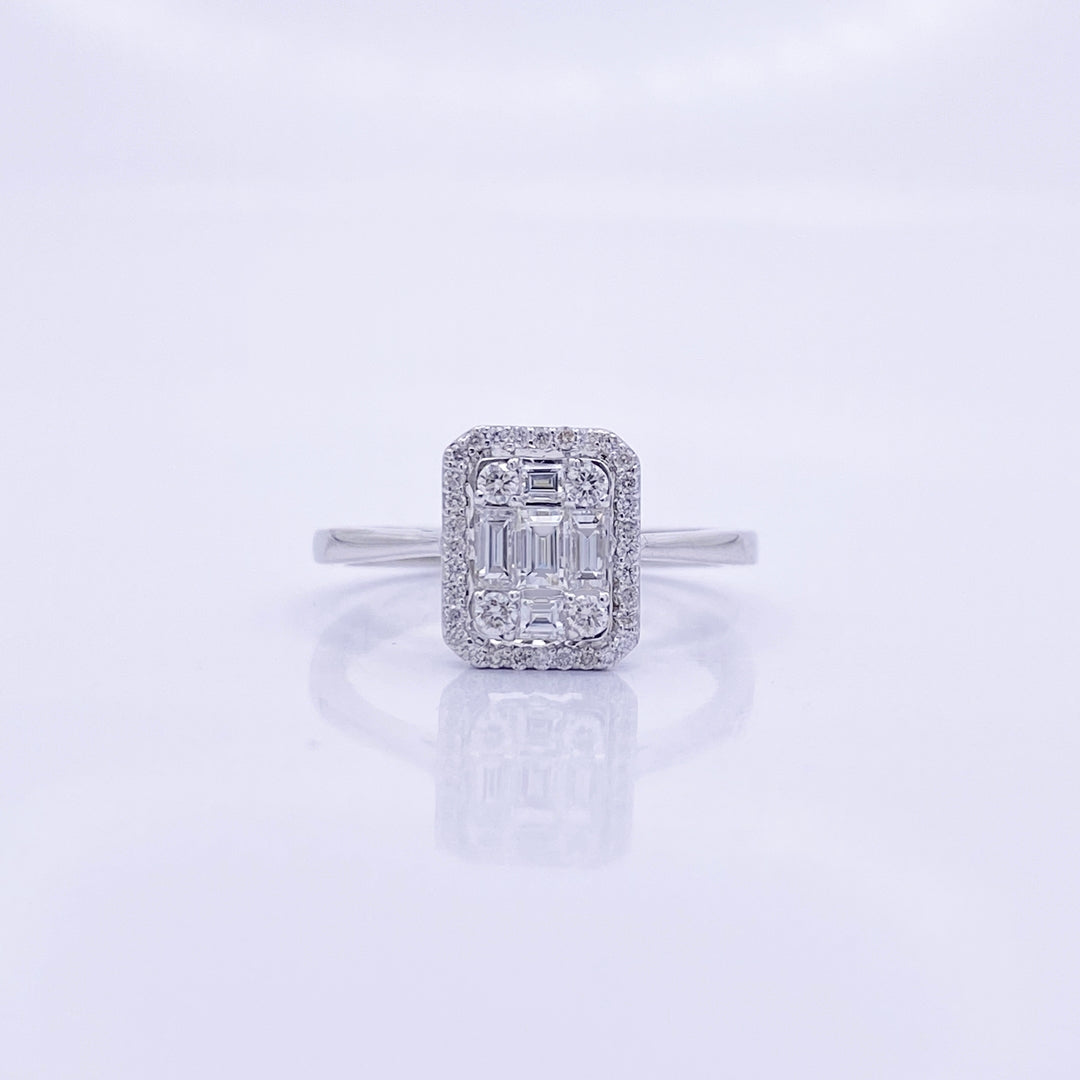 Emerald Cut Illusion Diamond Ring - R5693