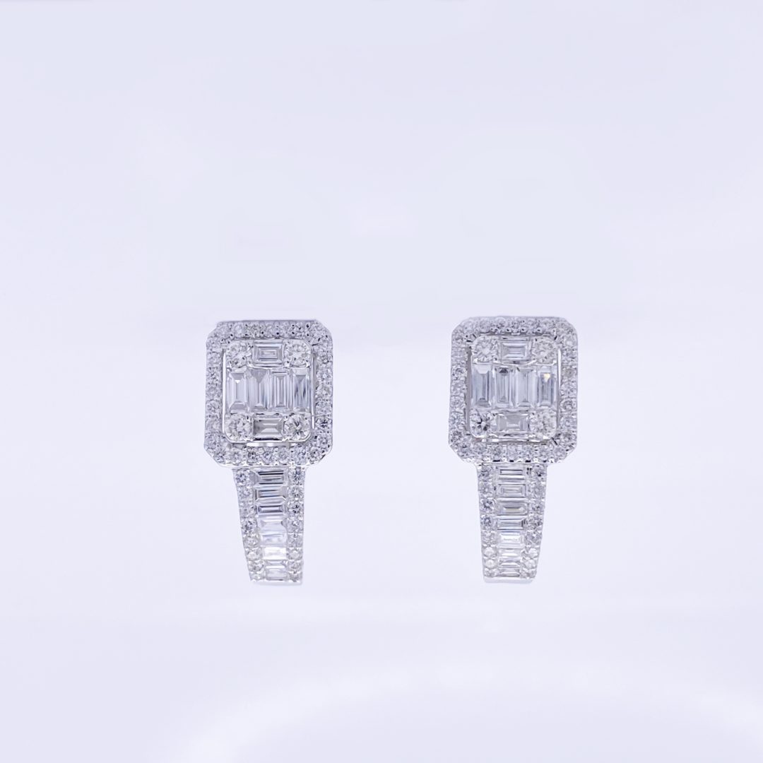 Emerald Cut Illusion Diamond Earrings - ER6254