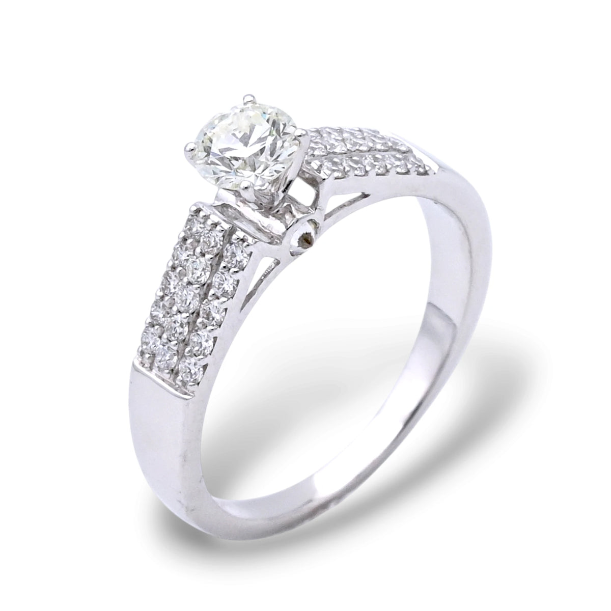 The Triple-Row Pavé Solitaire Diamond Ring - R5116