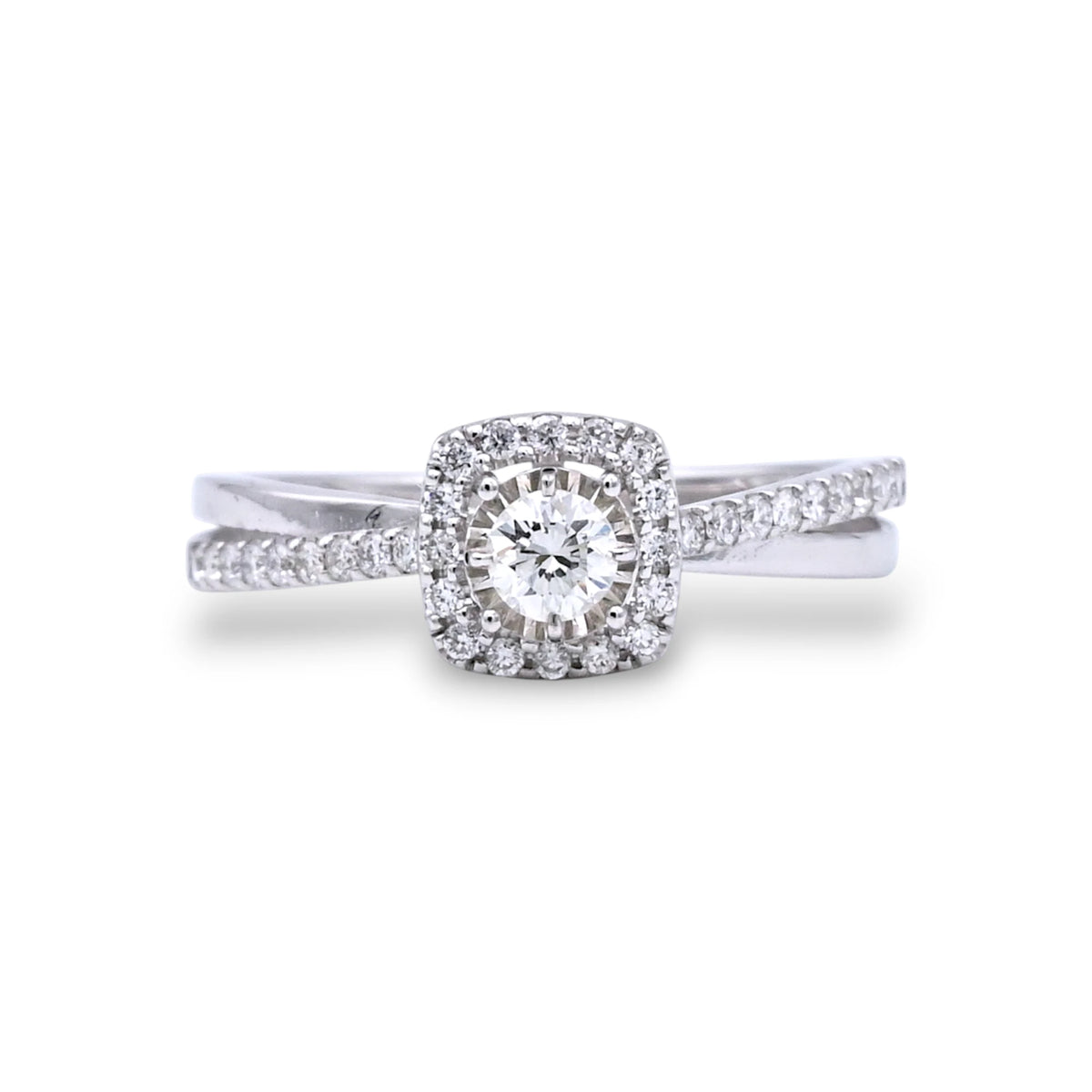 Solitaire Cushion Halo Diamond Ring - KR137