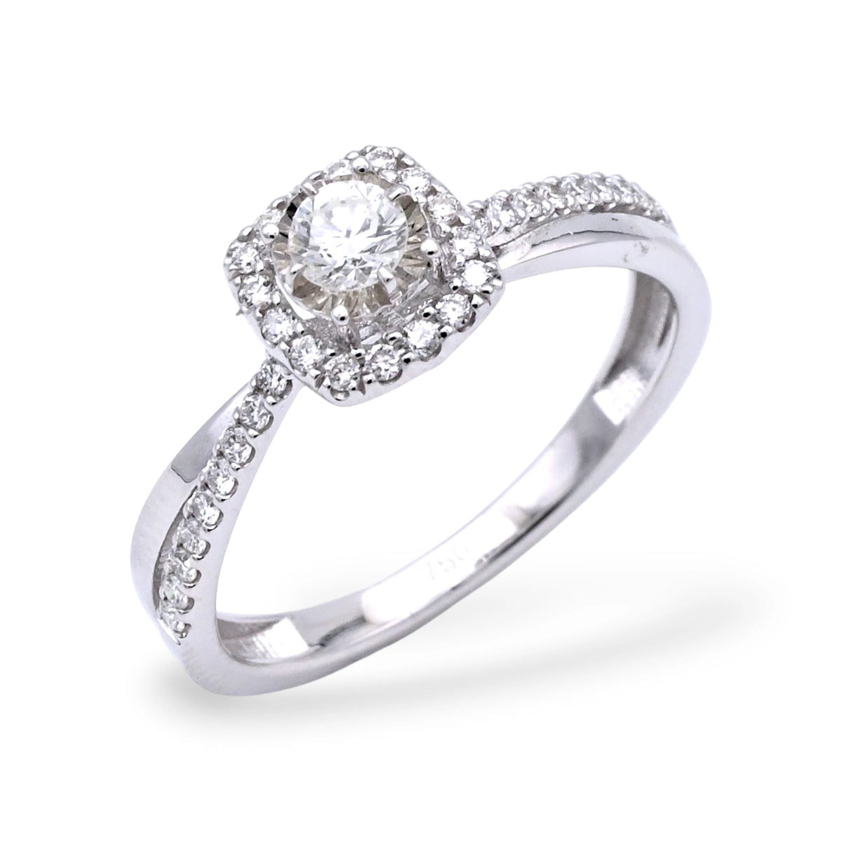 Solitaire Cushion Halo Diamond Ring - KR137