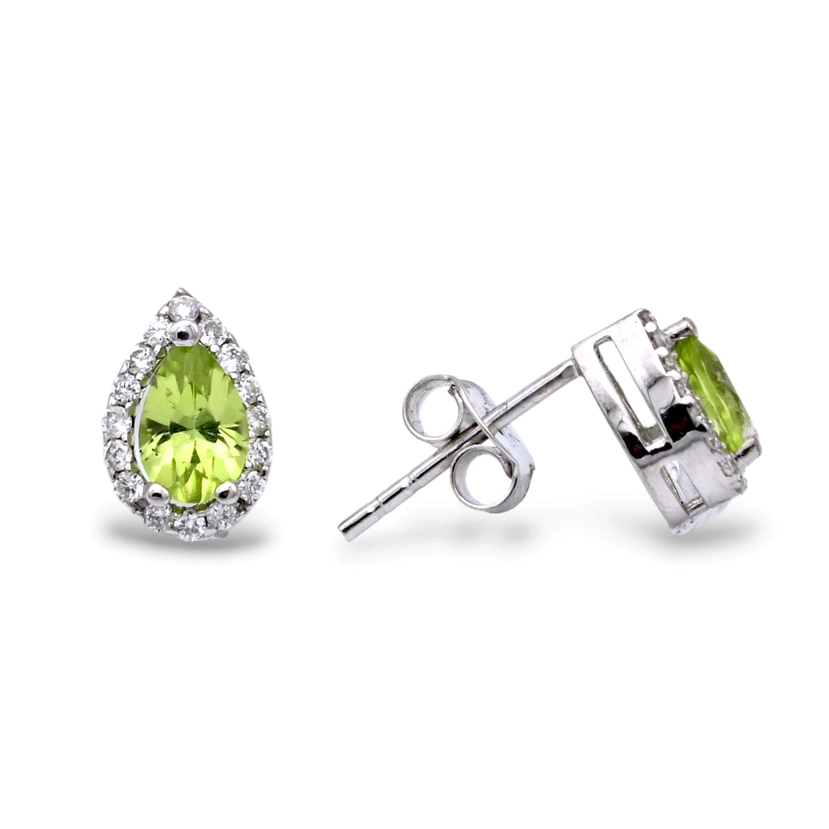 Pear Cut Halo Diamond Earrings - KE002