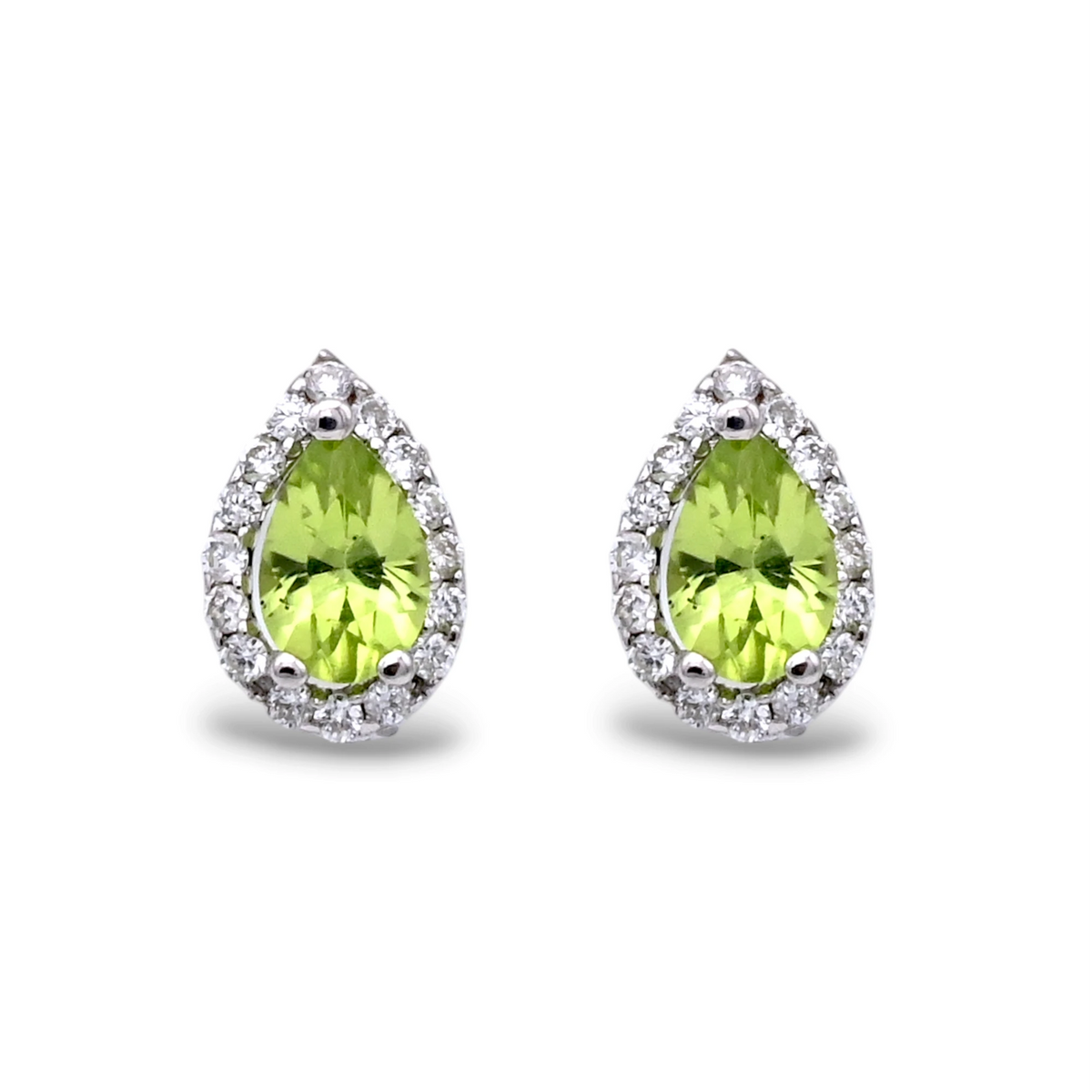 Pear Cut Halo Diamond Earrings - KE002