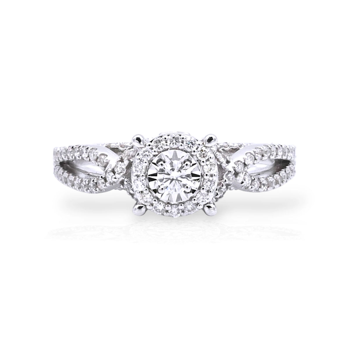 Halo Split-Shank Solitaire Diamond Ring - KR134