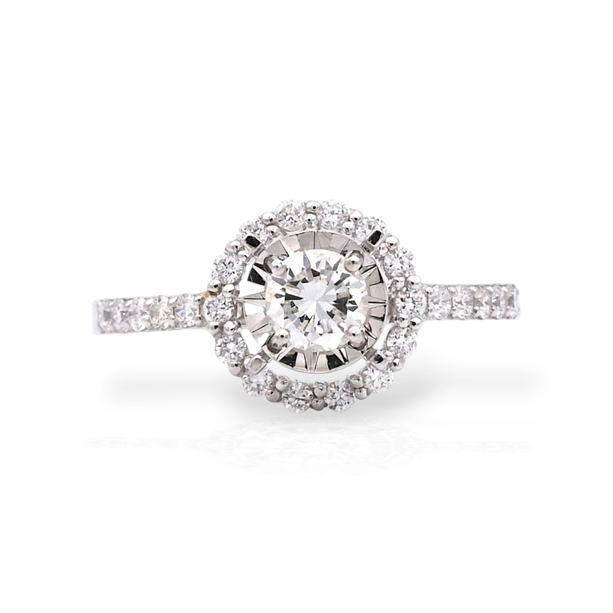 Classic Halo Solitaire Diamond Ring - KR136