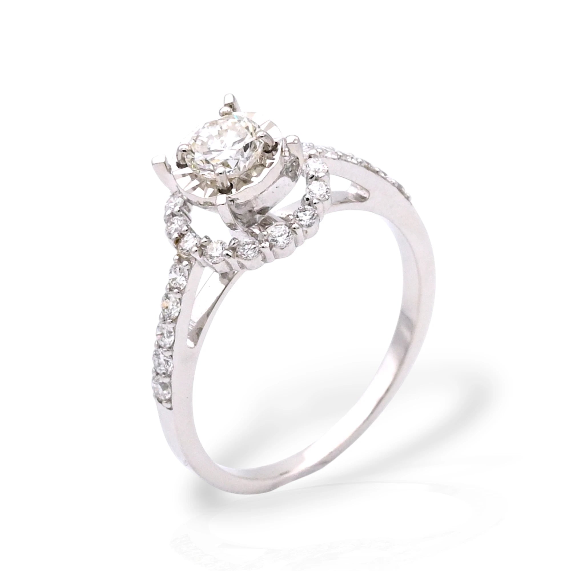 Classic Halo Solitaire Diamond Ring - KR136