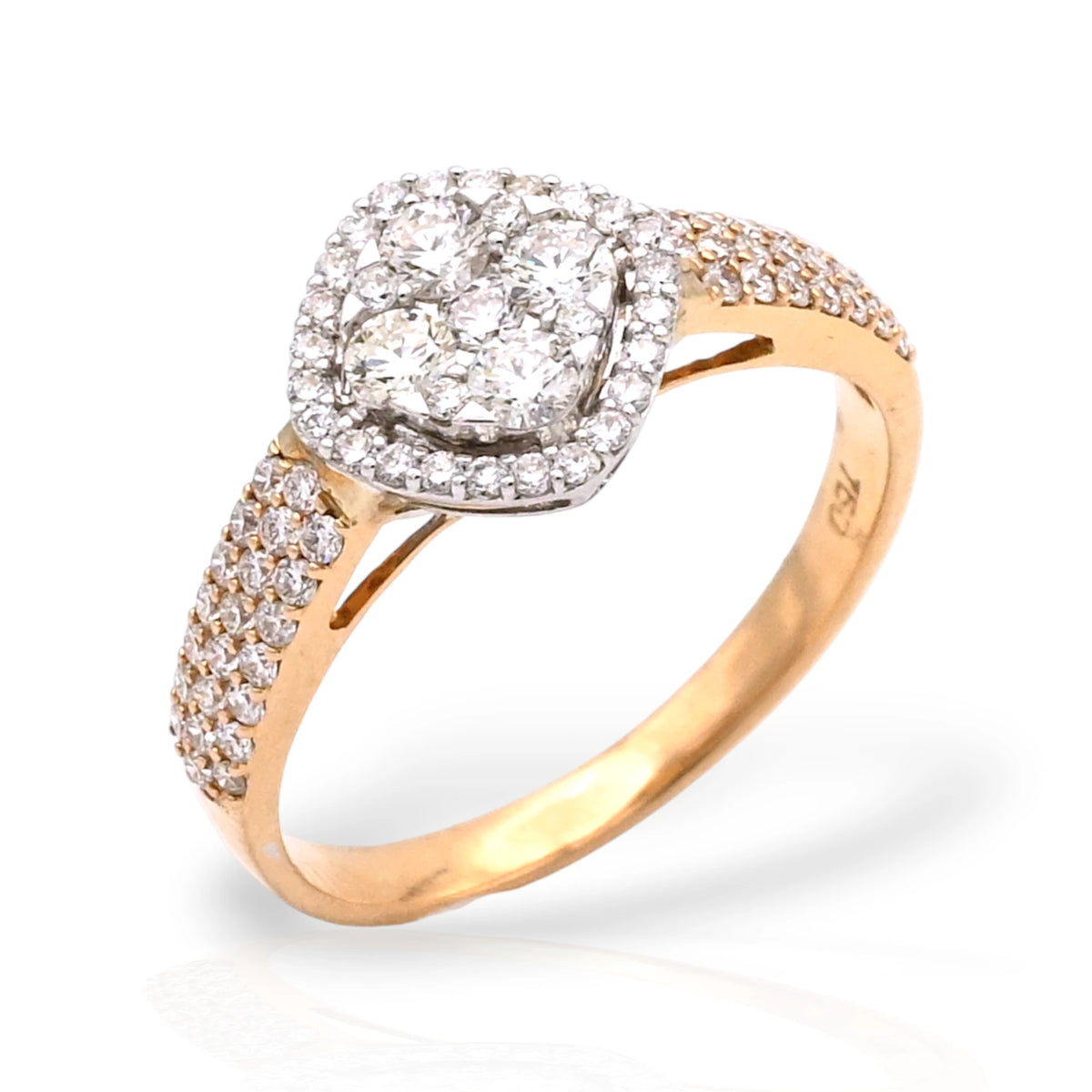 Cushion illusion ring with Pave band