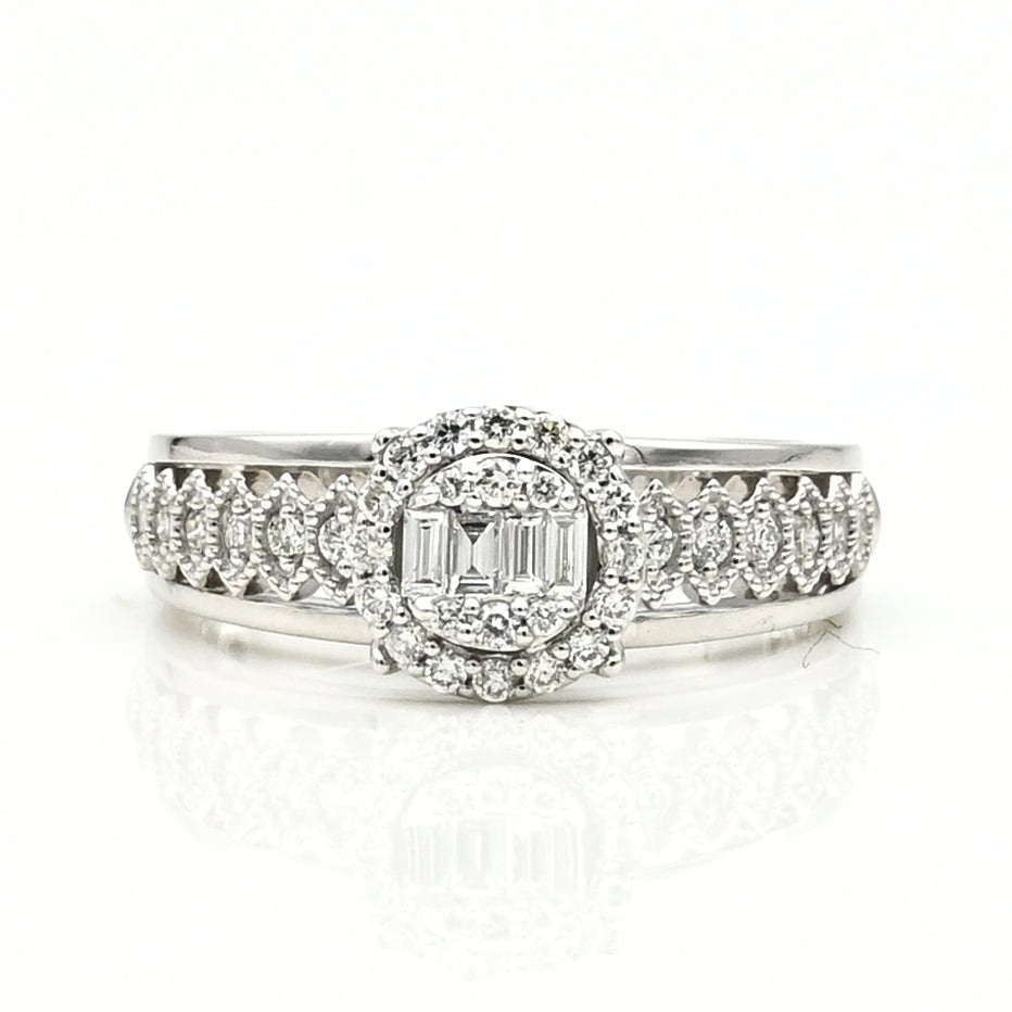 Baguette & Round Diamond Halo Ring - R7/3