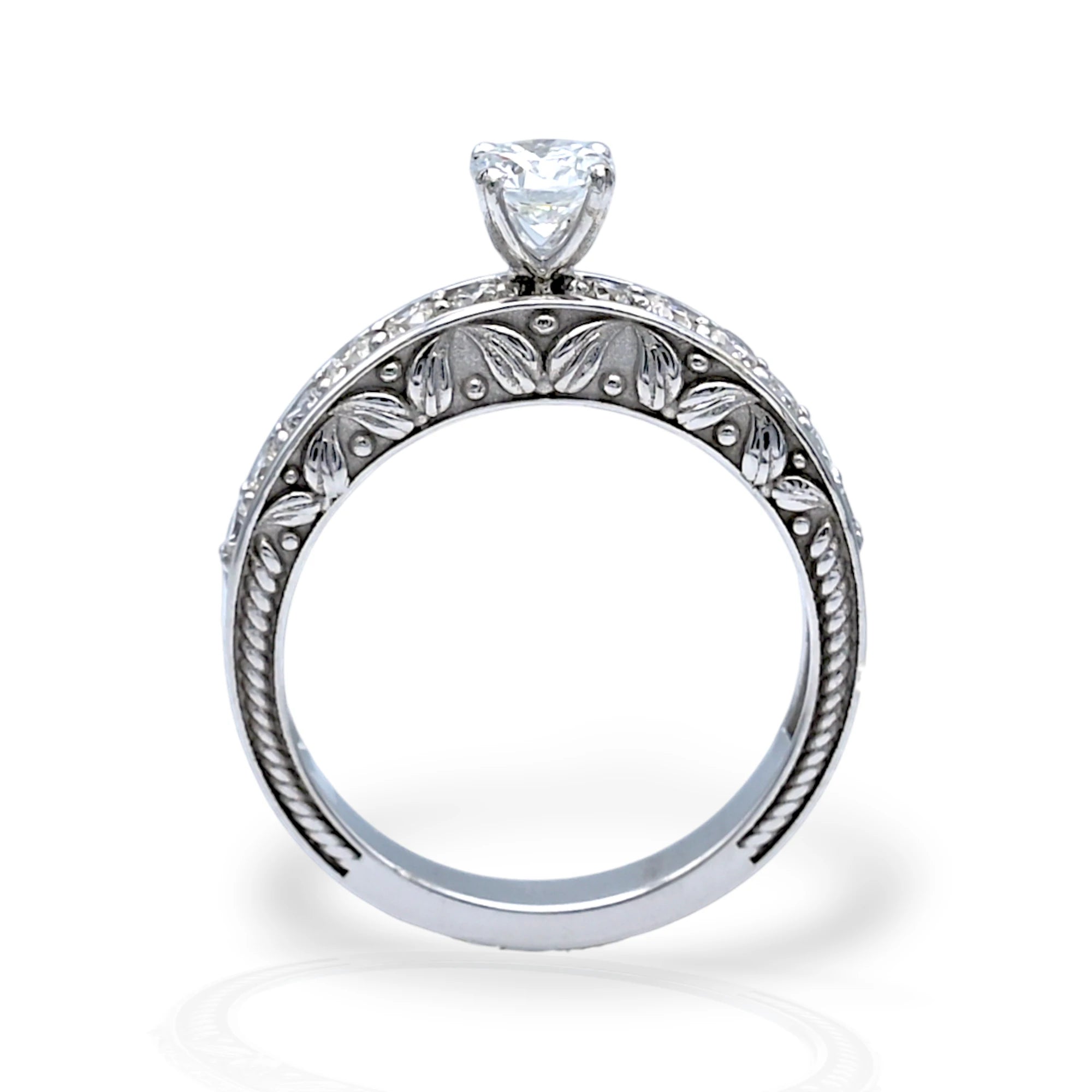Solitaire Diamond Ring with Carved Bridge - R5/15