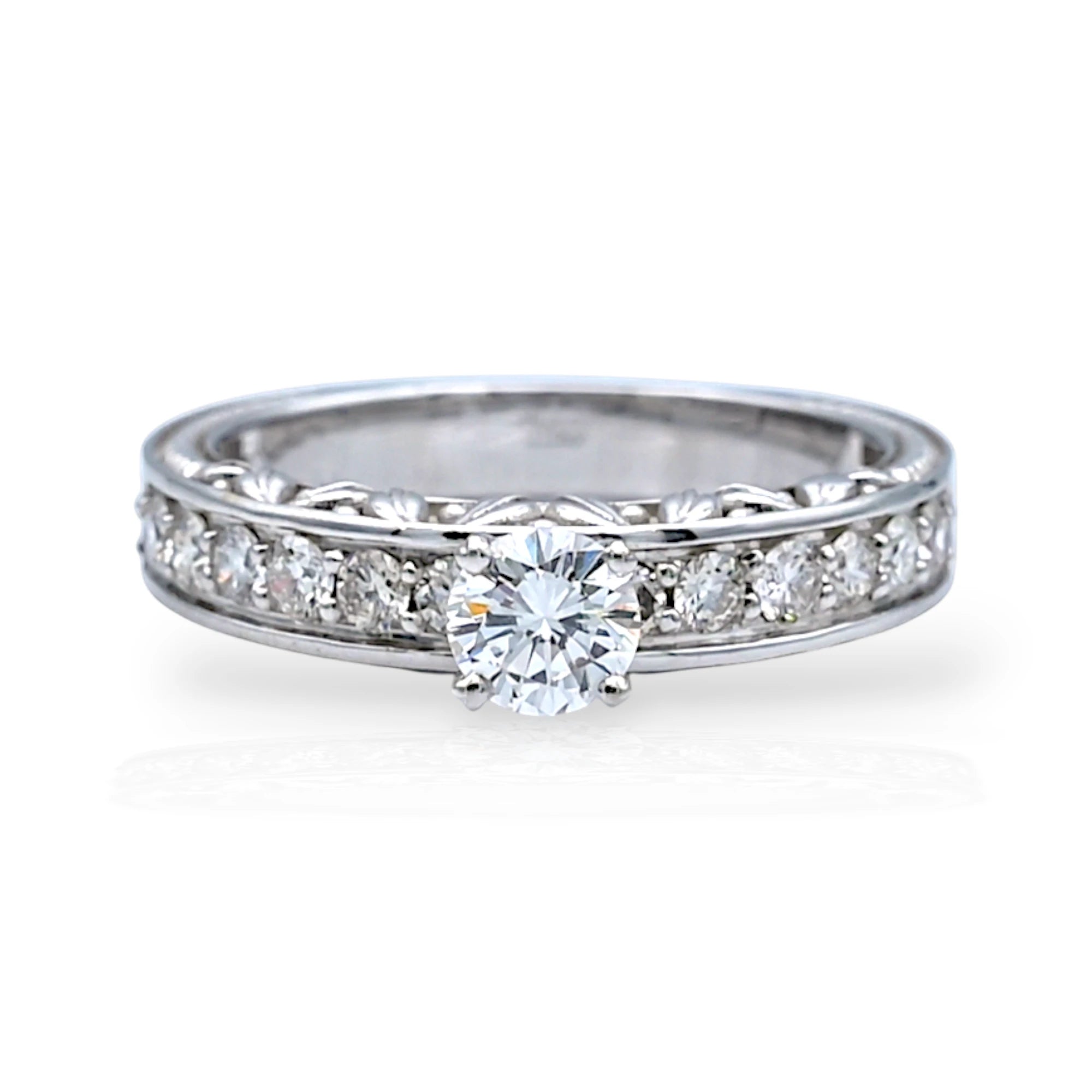 Solitaire Diamond Ring with Carved Bridge - R5/15