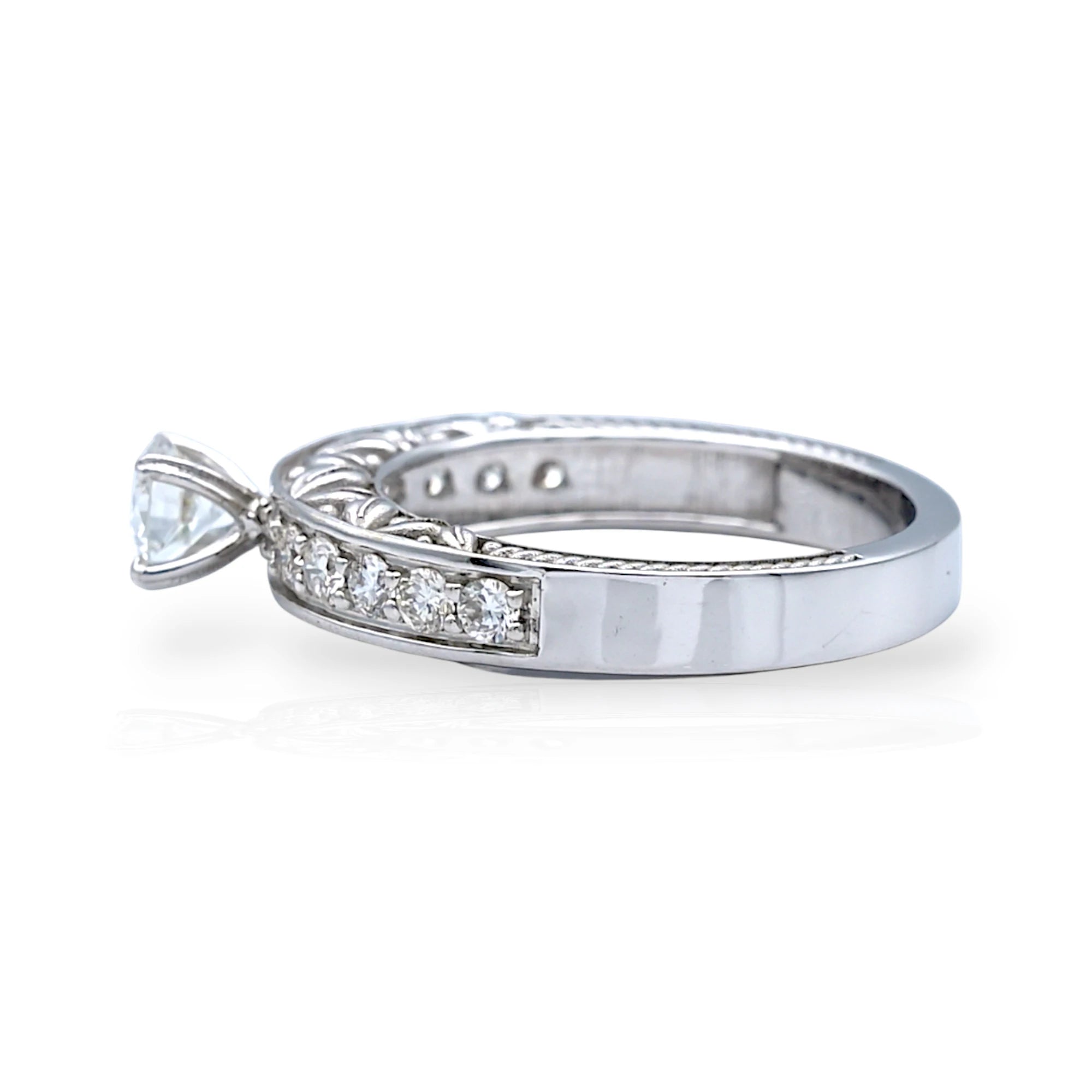 Solitaire Diamond Ring with Carved Bridge - R5/15