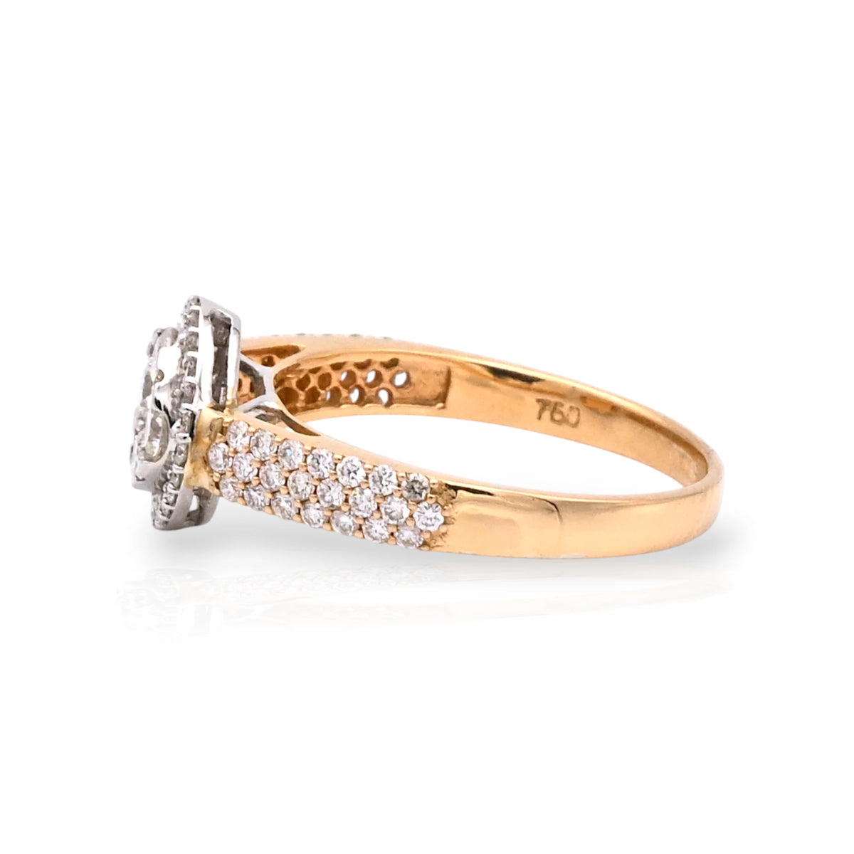 Sinde profile of diamond ring