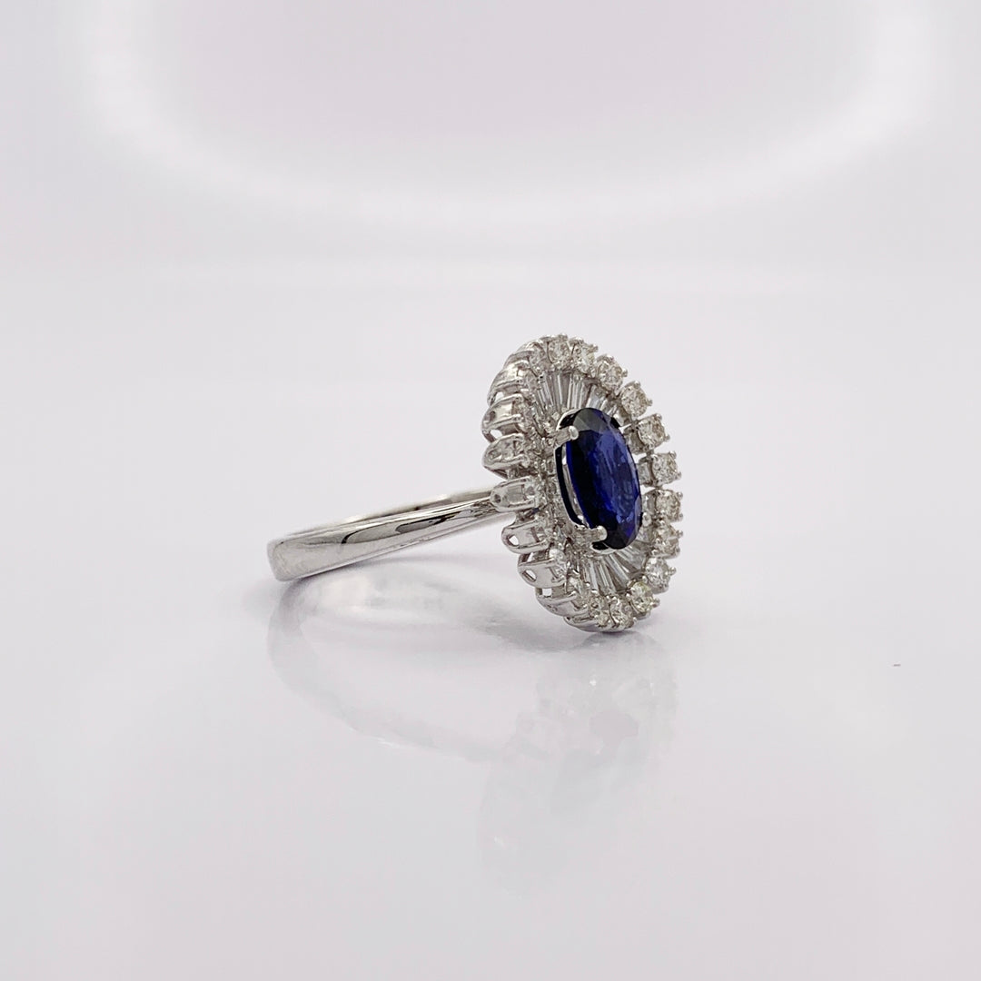 Blue Sapphire Diamond Ring - R5690