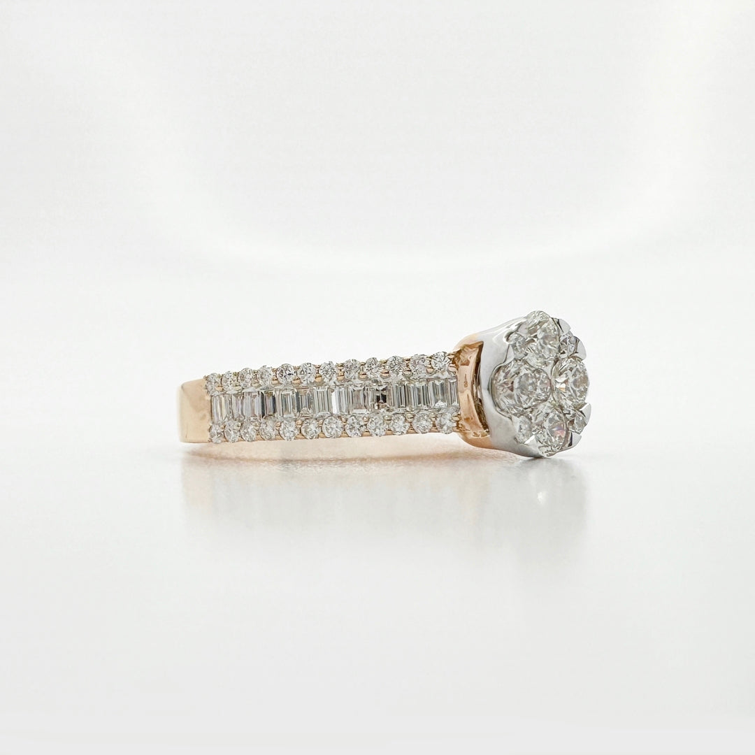 Round Diamond Ring with Baguettes - R6281