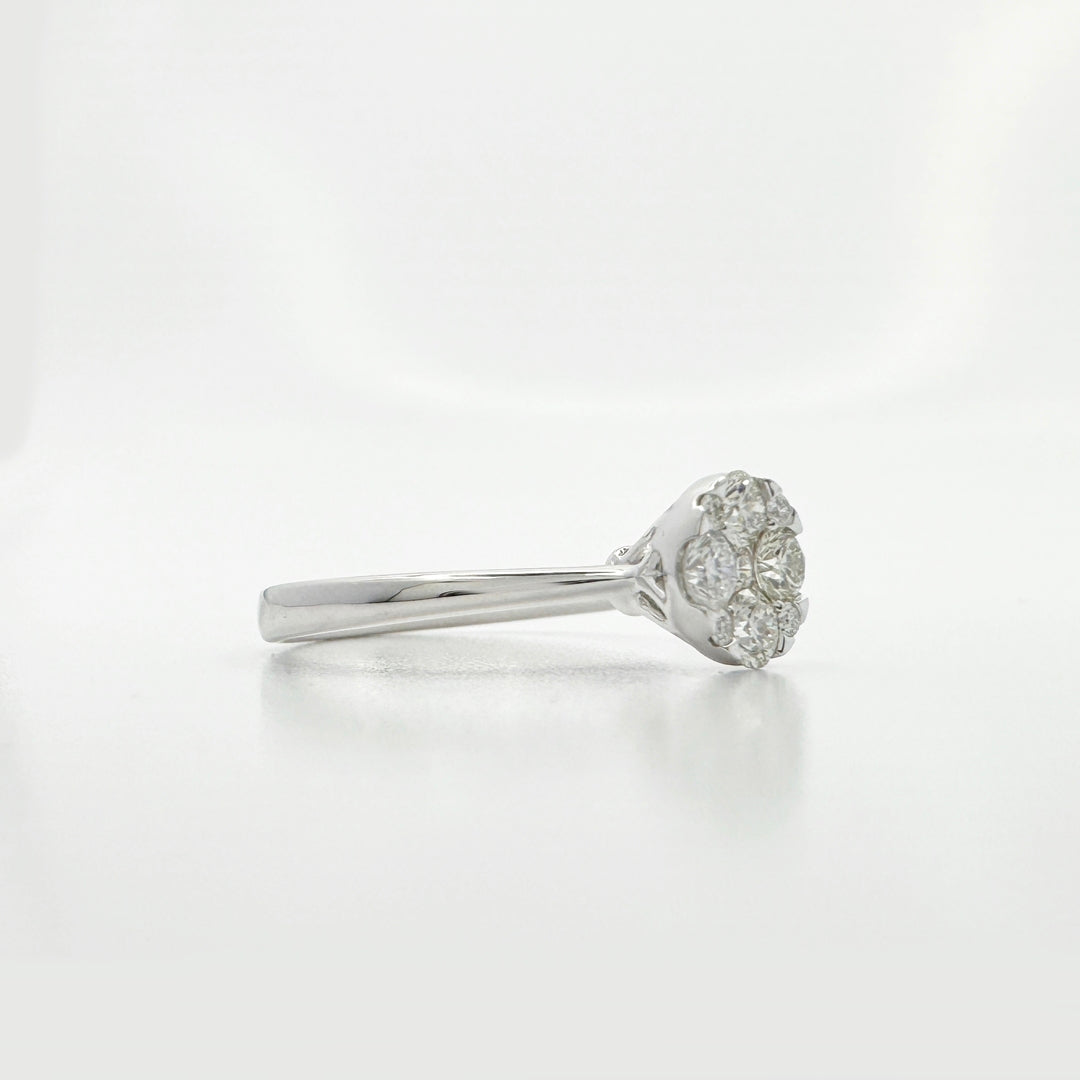 White Gold Round Diamond Ring - R122/8