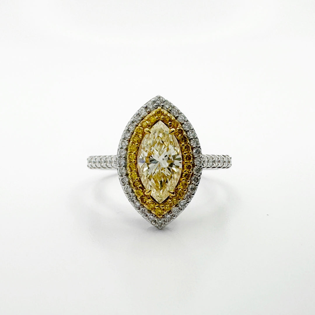 Marquise Yellow Solitaire Diamond Ring