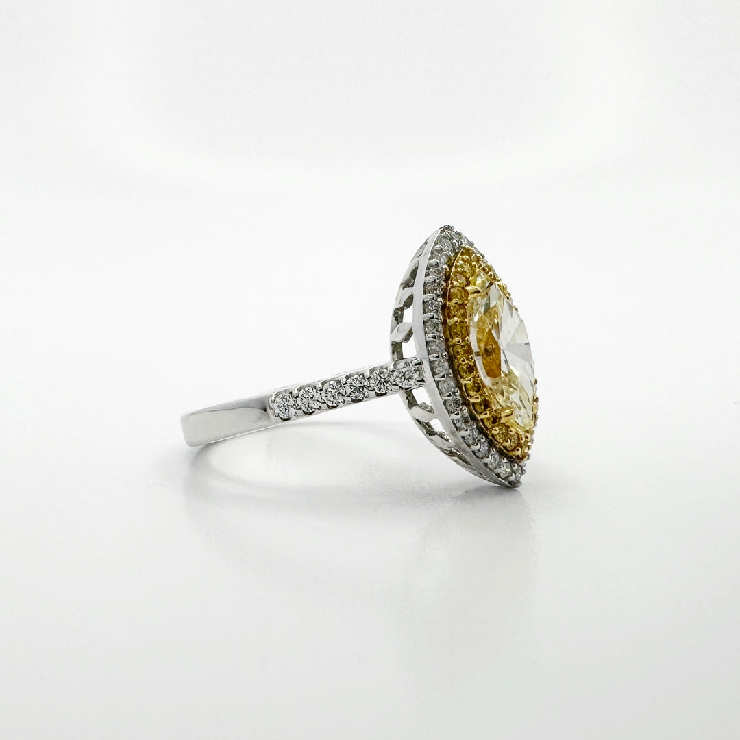 Marquise Yellow Solitaire Diamond Ring
