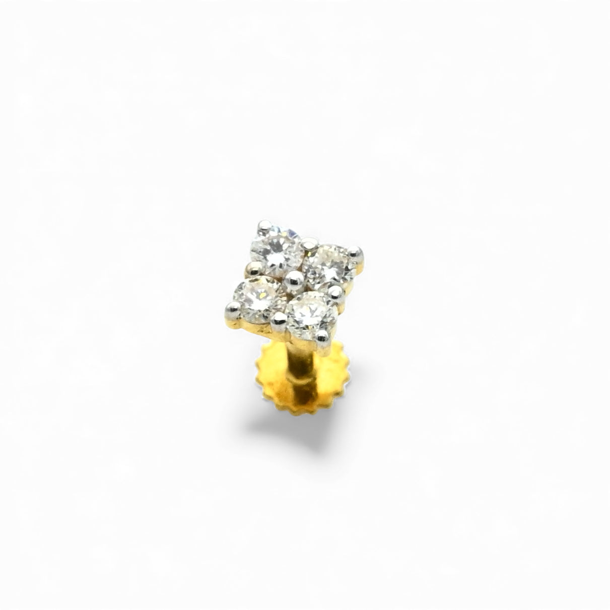 Square Diamond Nosepin – 4-Stone Cluster