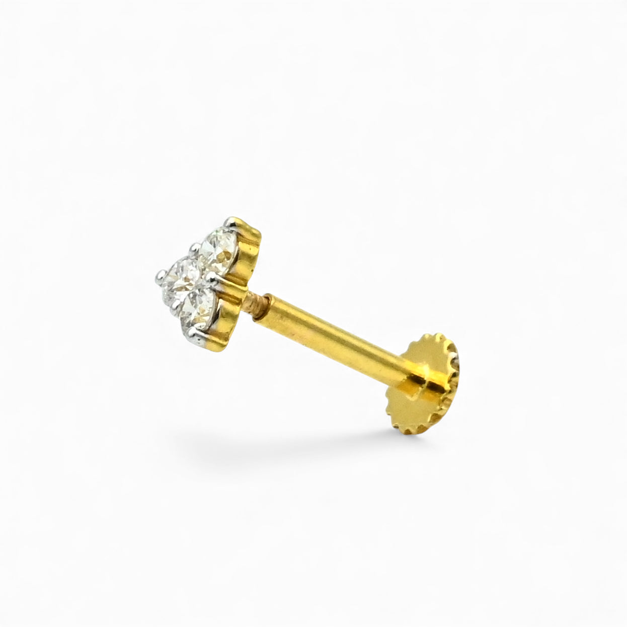 Triangle Diamond Nosepin – 3-Stone Triad Design