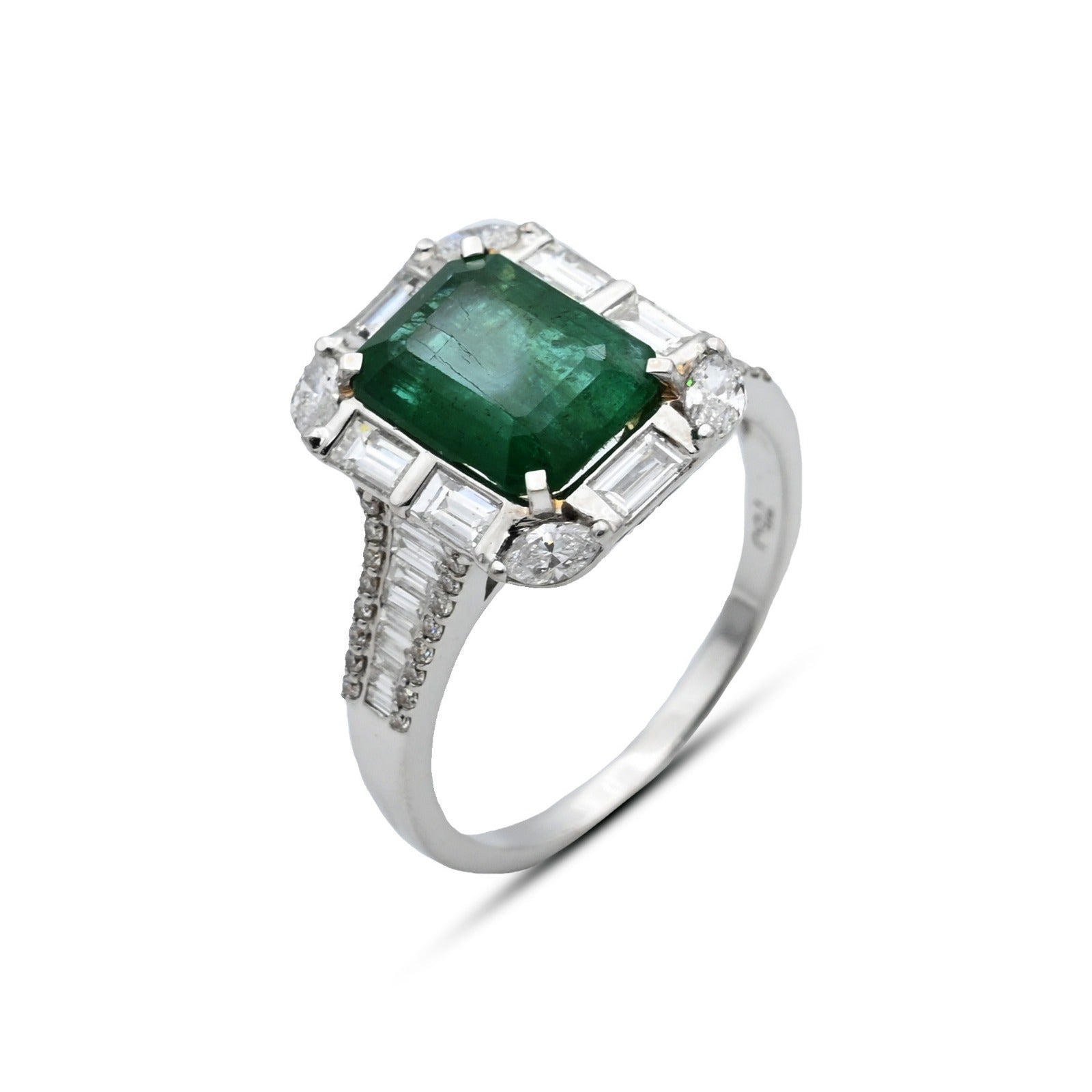 Emerald Gem Stone Diamond Ring R149/10