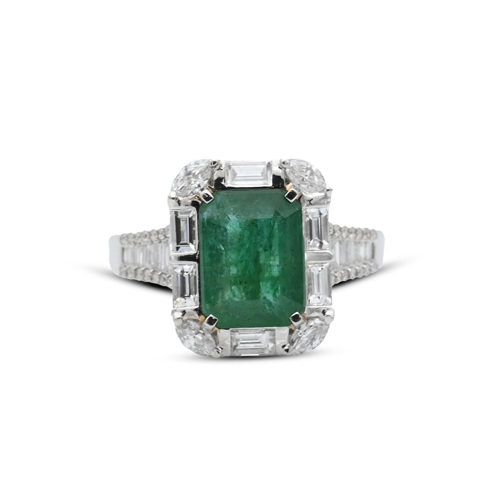 Emerald Gem Stone Diamond Ring R149/10