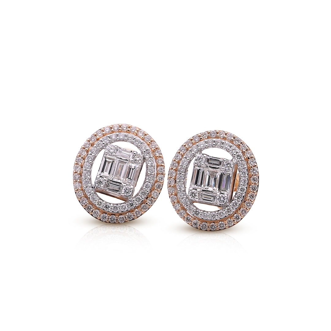 Oval Baguette Diamond Earrings - ER5633